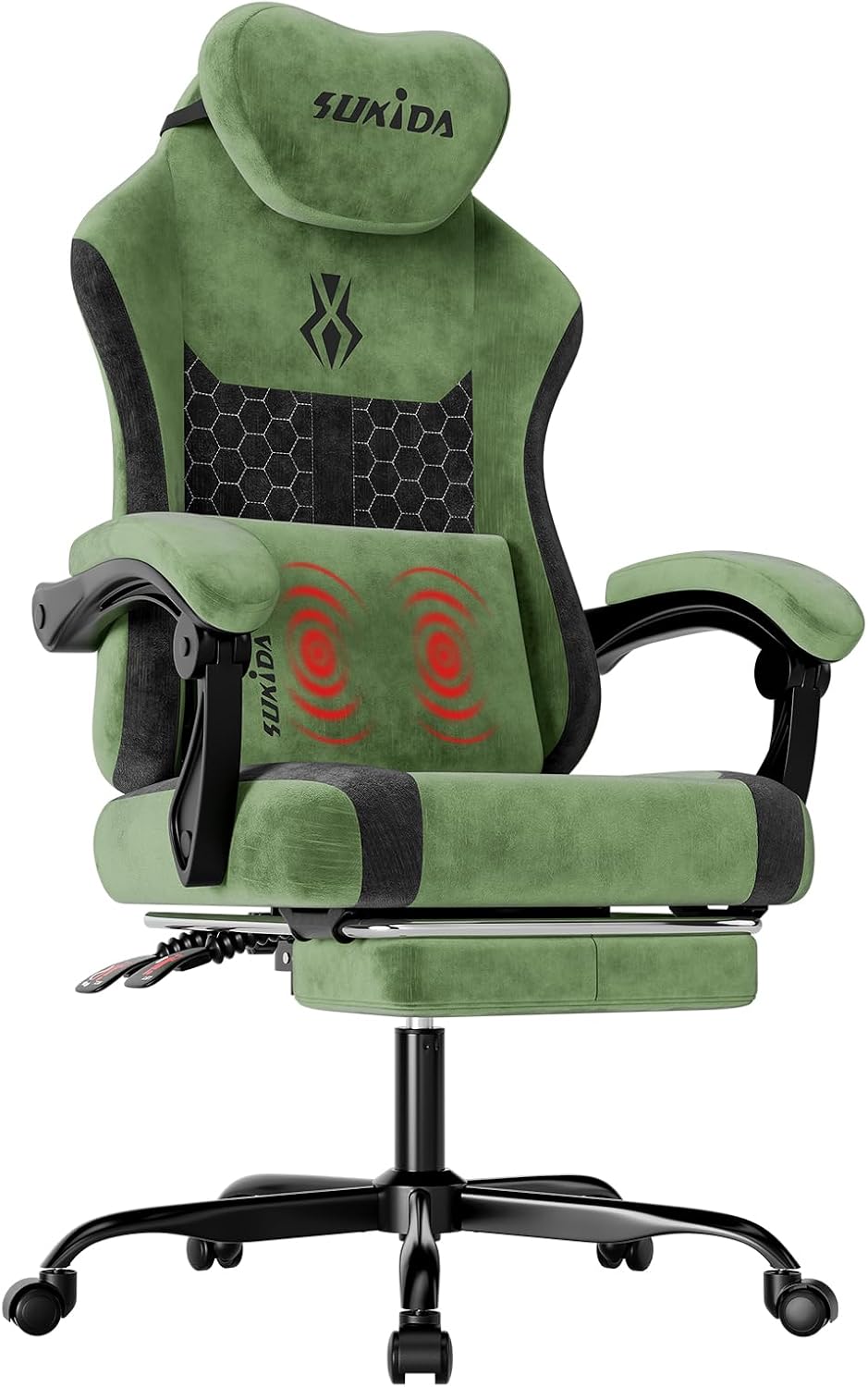 Massage - Gamingstoel van stof, ergonomische computerstoel met