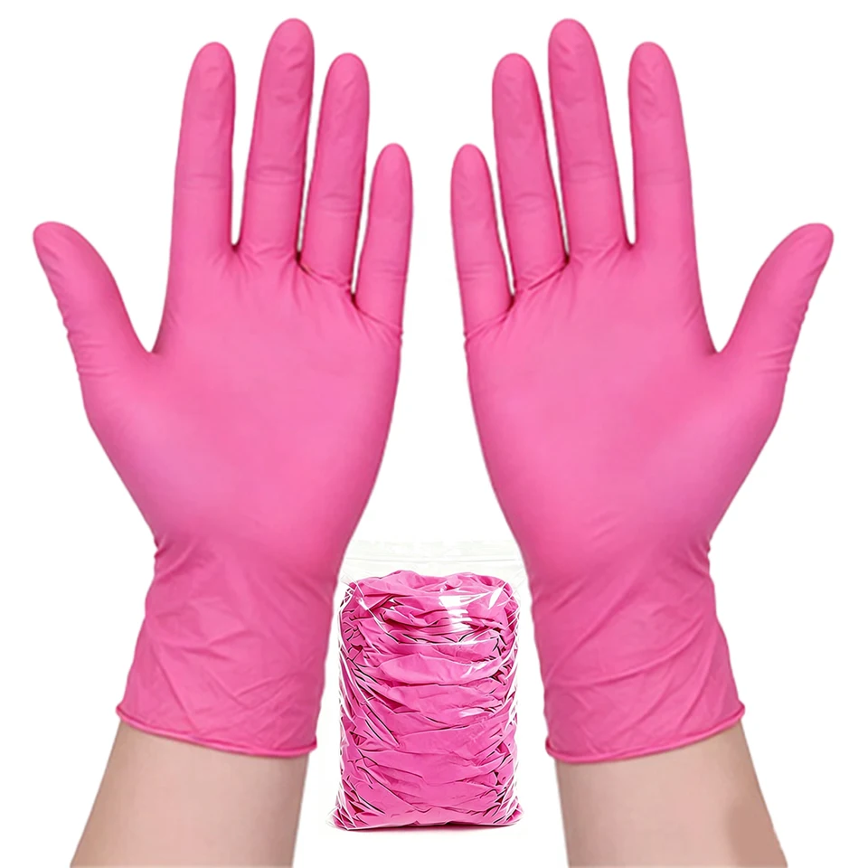 Nail Art - 50 stuks dieproze nitril handschoenen, wegwerphandschoenen