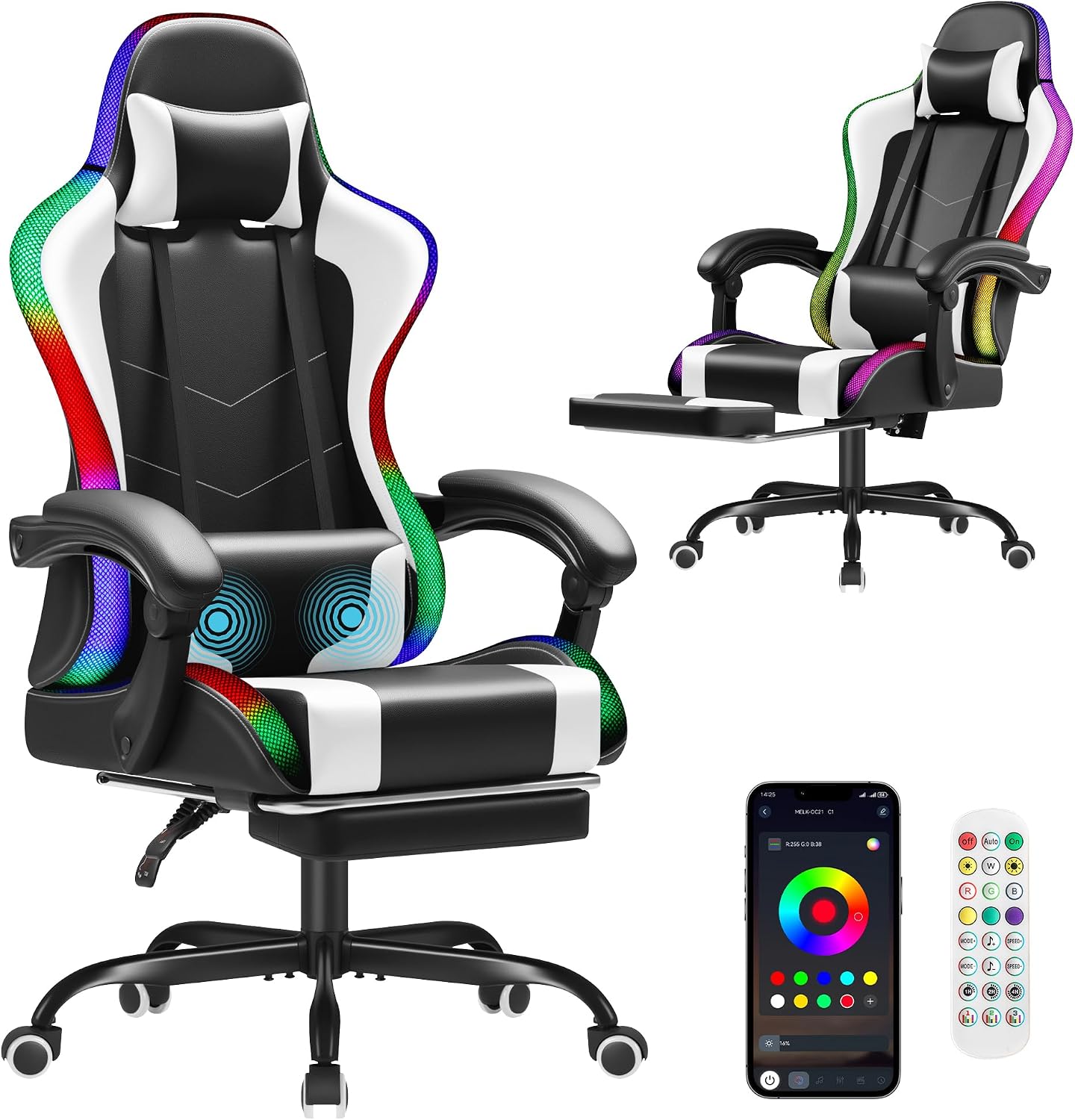 Massage - Homall gamingstoel, ergonomische pc-stoel, met massagefunctie
